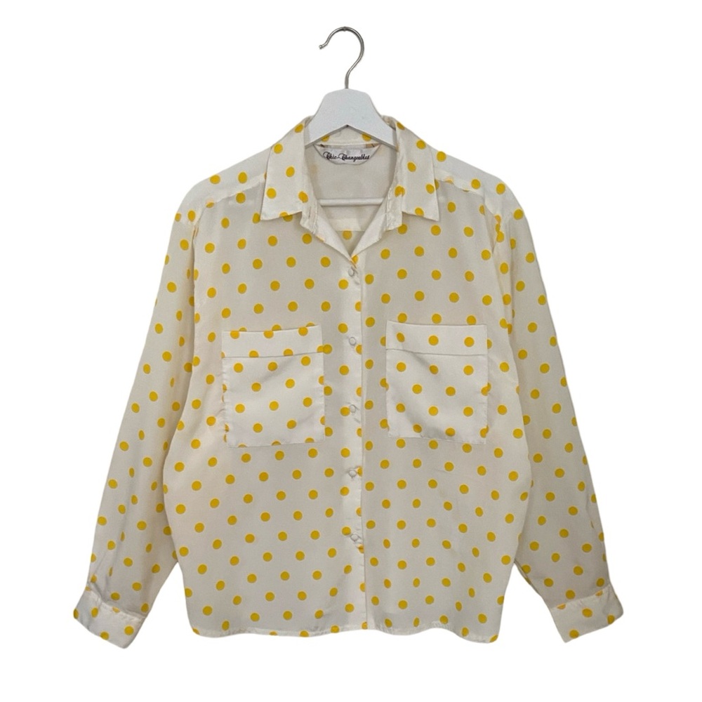 Vintage | Yellow Polka Dot Button Down Blouse